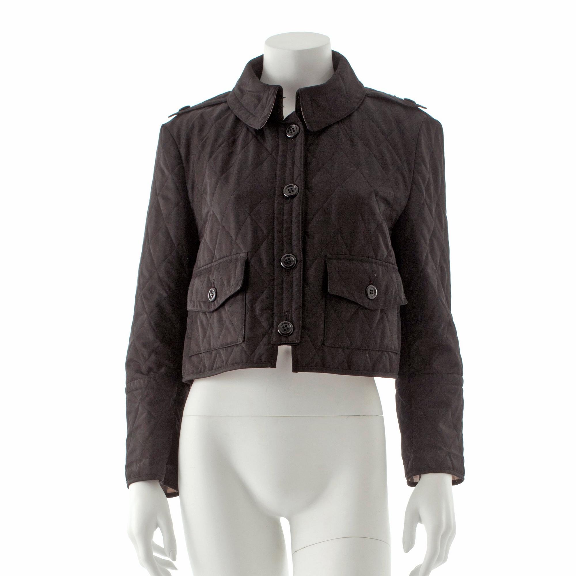 BUBERRY, a black quilted short jacket.
