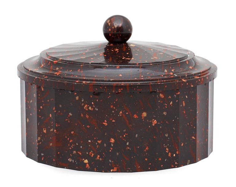 A Swedish Empire porphyry butter box.