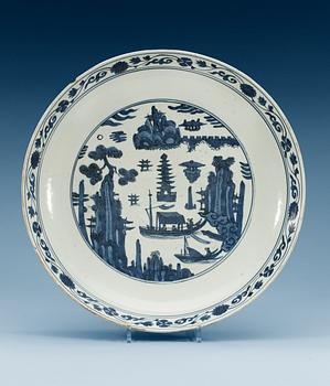 A large blue and white charger, Ming dynasty (1368-1644).