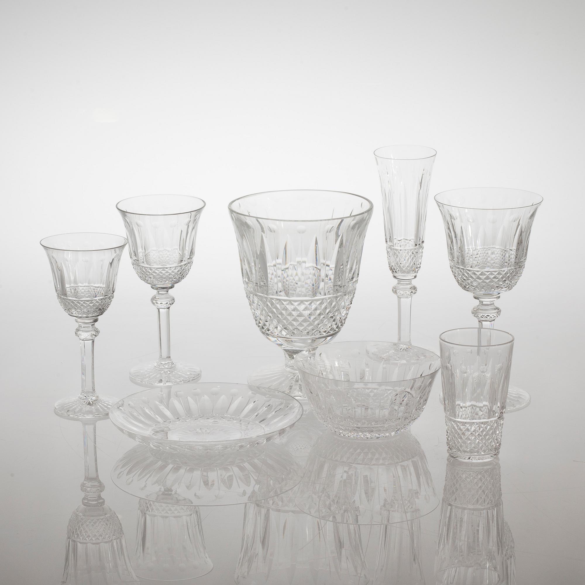 A glass tableware collection of 61 pcs, "Tommy" by Saint-Louis, France, late 20th century.