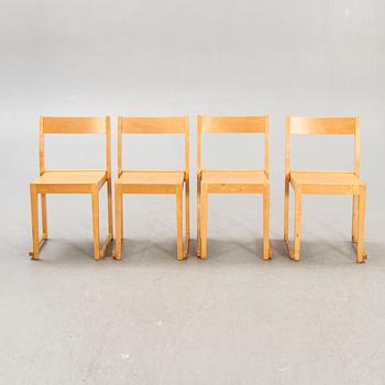 A st of seven Sven Markelius Orkesterstolen birch chairs mid 1900s.