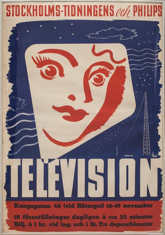 AFFISCH, "Television", 1950-tal.