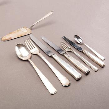 A Swedish 20th set of 143 pcs of silver cutlery mark of Jacob Ängman Stockholm 1960s total weight 4096 gram.