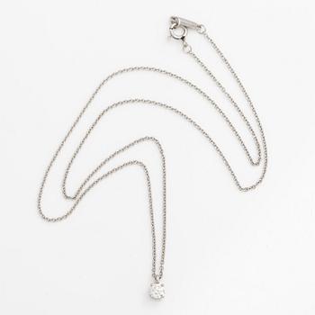 Tiffany & Co, halsband, platina, med en briljantslipad diamant.
