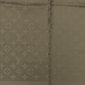 Louis Vuitton Brown Metallic Silk / Wool Blend Classic Monogram