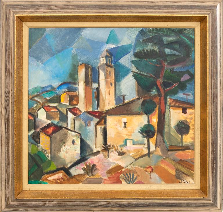 Jules Schyl, oil on canvas, signed and dated 1953.