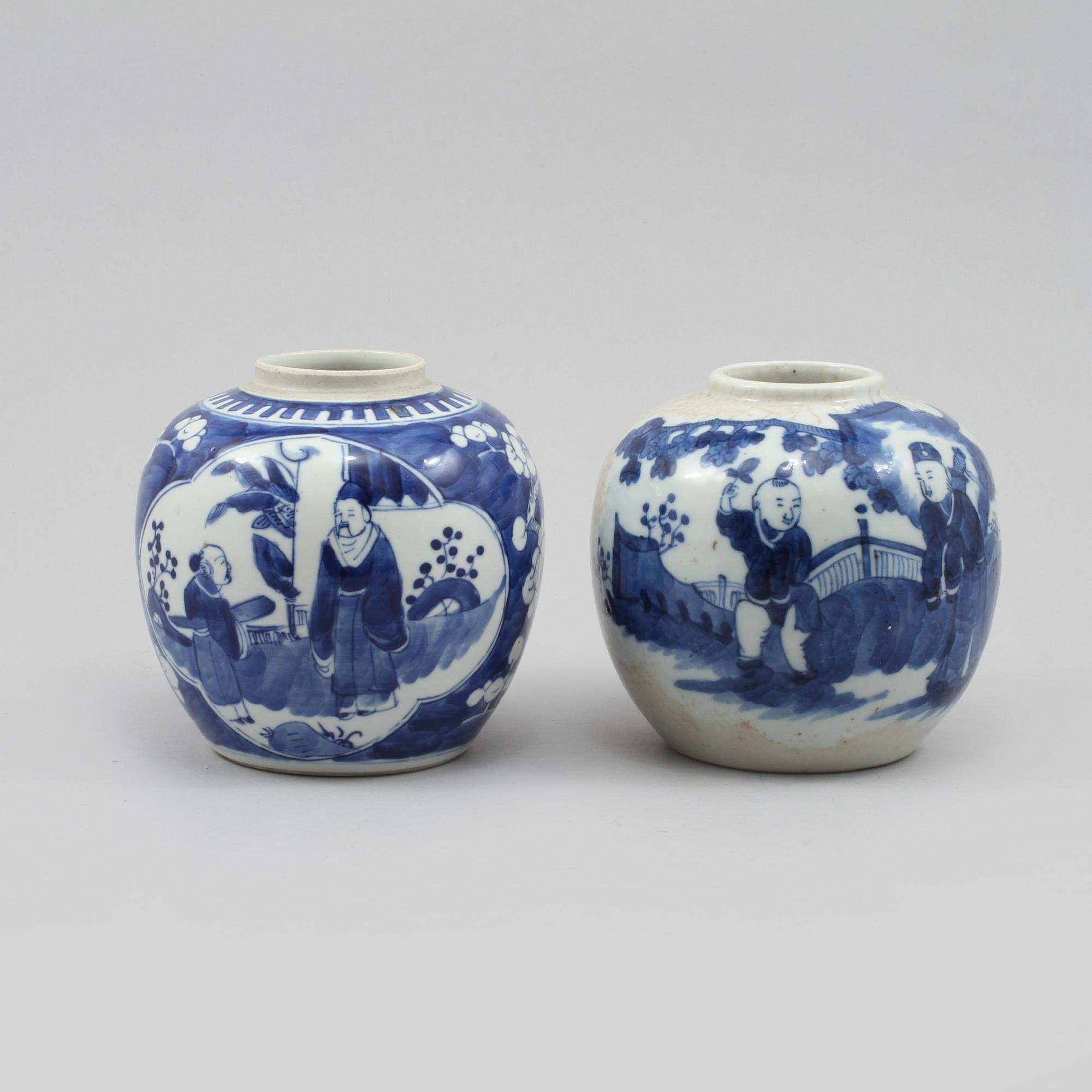 BOJANER, 2 st, porslin, Kina, 1800/1900-tal.