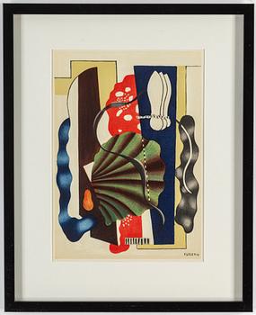 FERNAND LÉGER, after, colour lithographe, signed and dated in print, from Derrière le Miroir nr 79-80-81 1955.