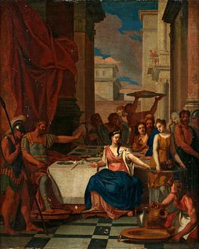 1039. Gerard de Lairesse Hans efterföljd., Salome med Johannes Döparens huvud inför Herodes.