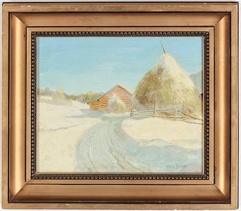 WILHELM BEHM, olja på pannå, signerad.