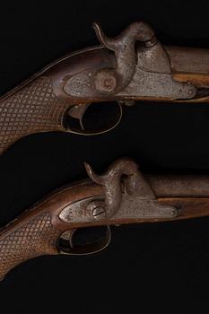 Two Swedish cavalry percussion lock pistols model 1850, marked 1852.