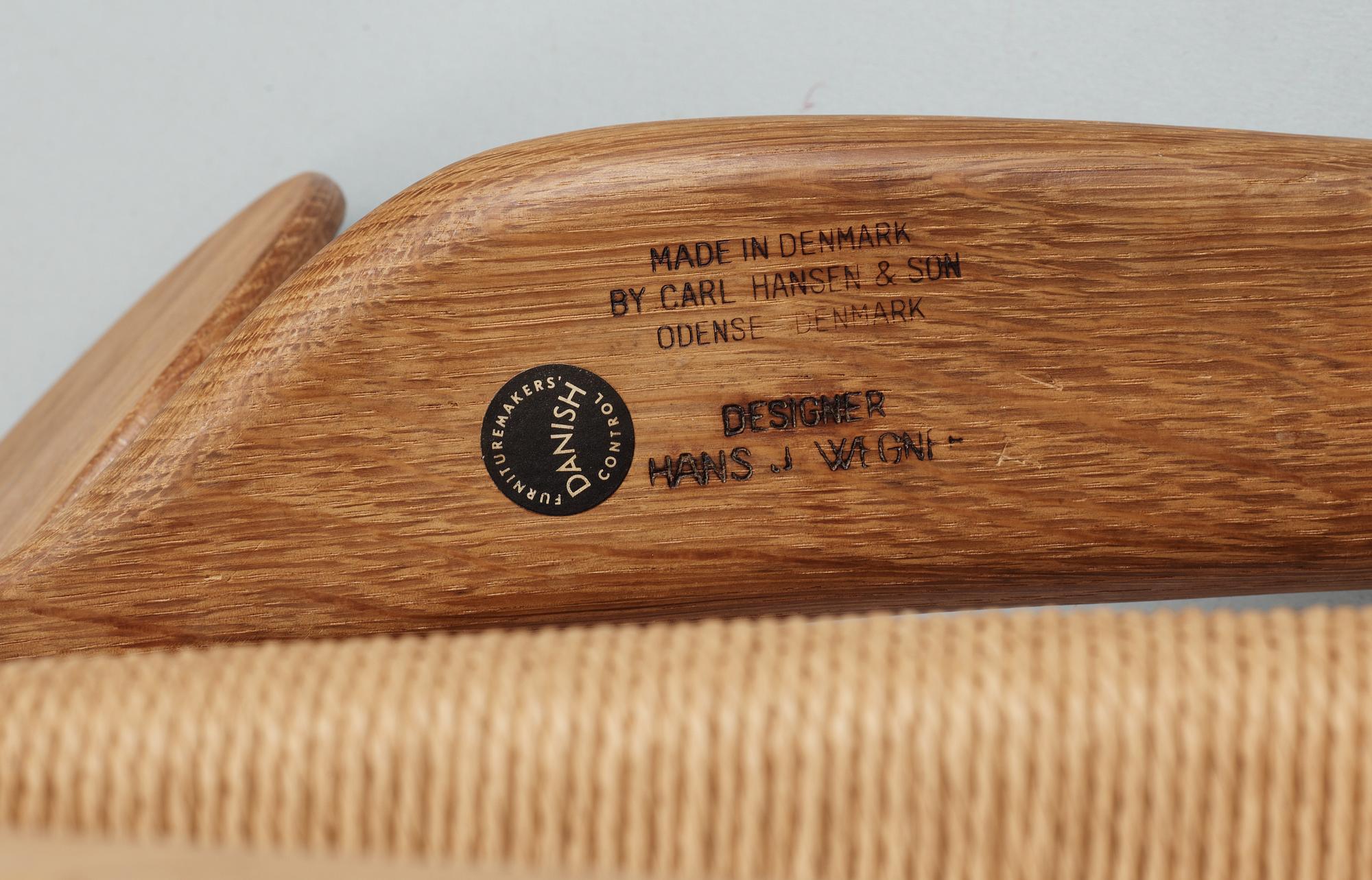 HANS J WEGNER, karmstolar, ett par, Carl Hansen & Son, Danmark.