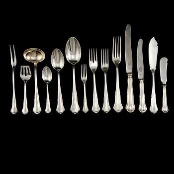 BESTICKSERVIS, 129 delar, silver, 1930-tal. Vikt 6125 g.