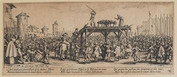 JACQUES CALLOT, the complete set of 18 etchings, 1633, second and third state mixed in the set.