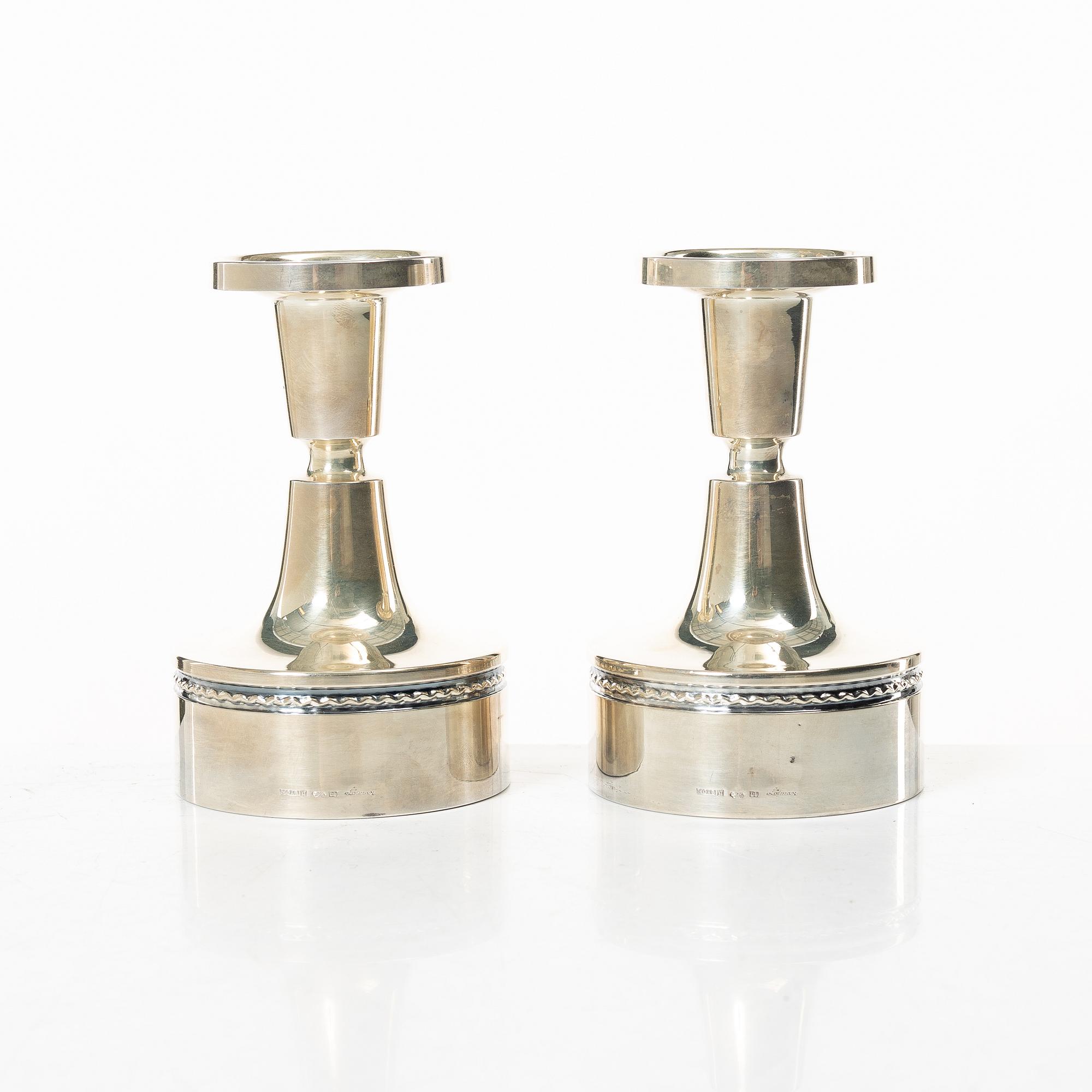 Eric Löfman, ljusstakar, silver, ett par, MGAB, Uppsala, 1970.