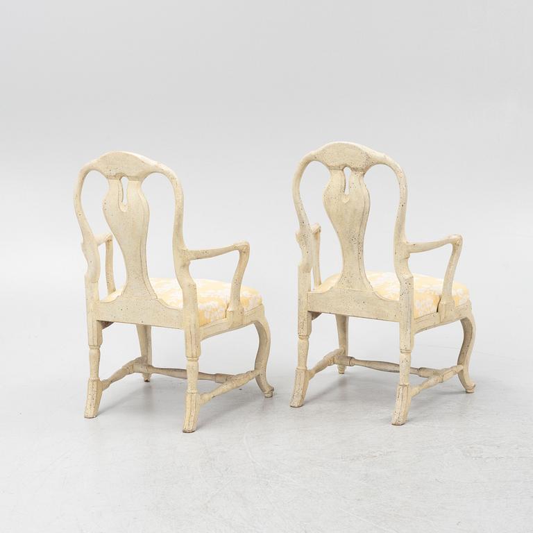 A pair of Swedish Rococo style armchairs, circa 1900.