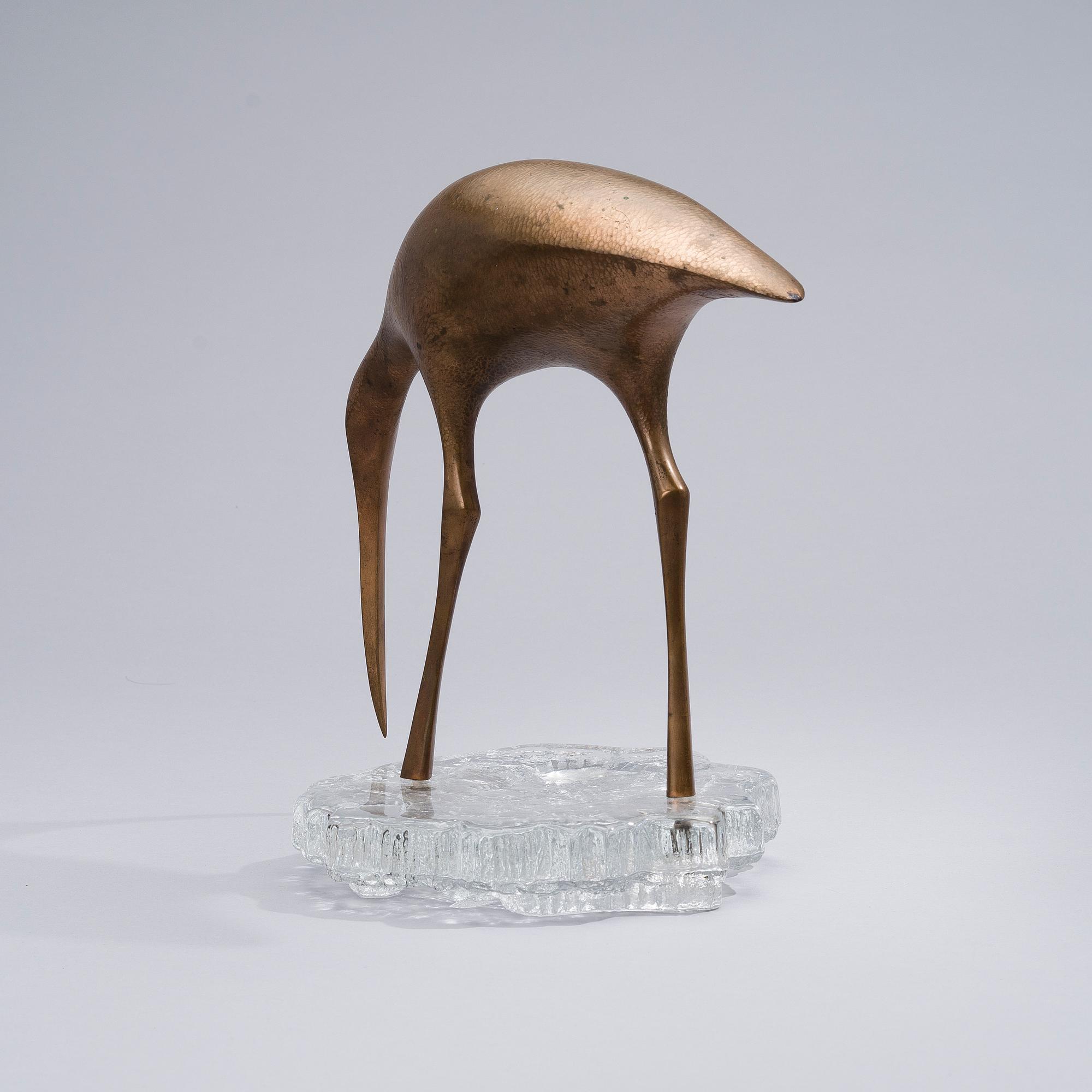 TAPIO WIRKKALA, FÅGELSKULPTUR. Beckasin. Stämpel Made in Finland, Kultakeskus Oy, Design: Tapio Wirkkala. Sent 1970-tal.