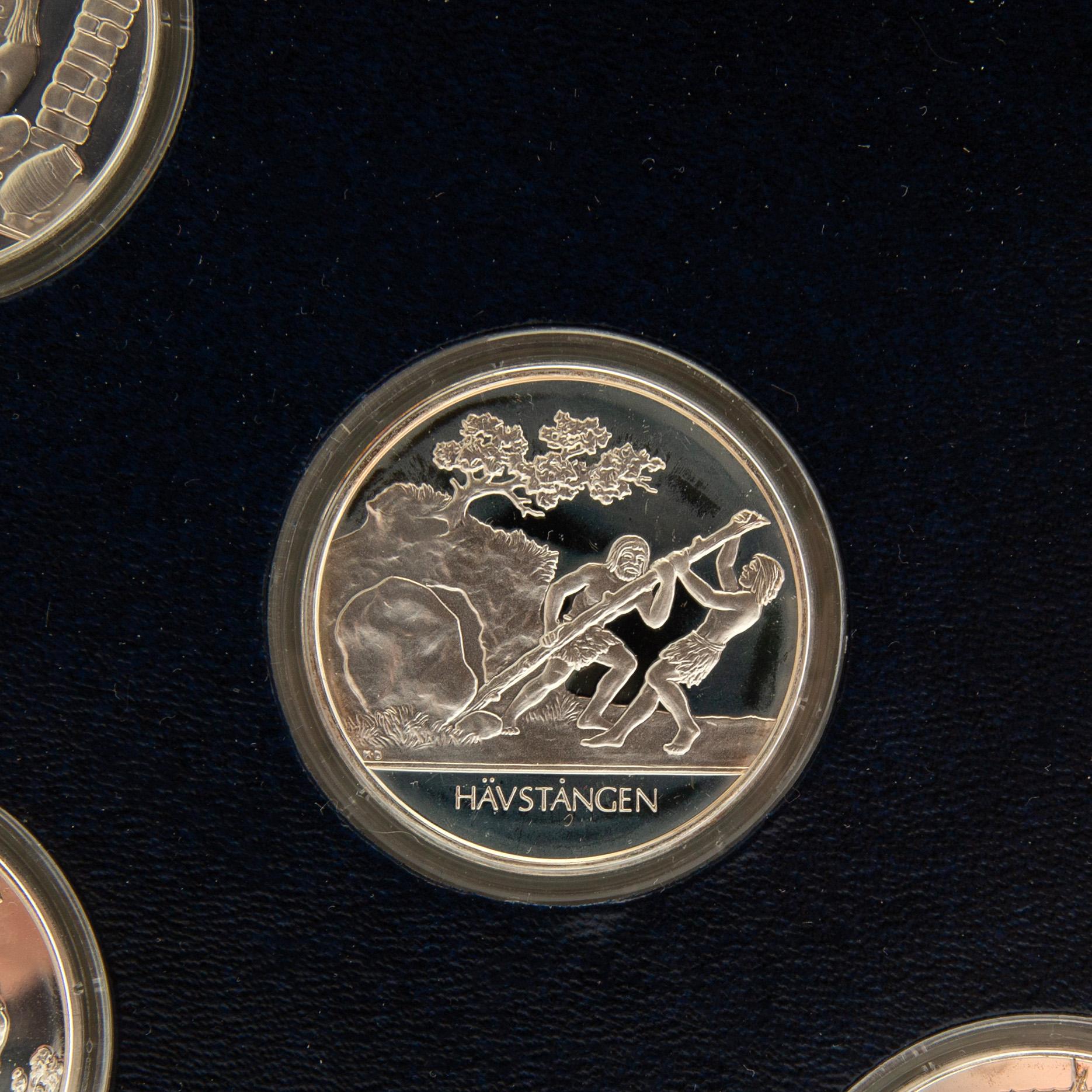 Minnesmyntsamling, 100 st, sterlingsilver, "Mänsklighetens 100 största uppfinningar", Franklin Mint.