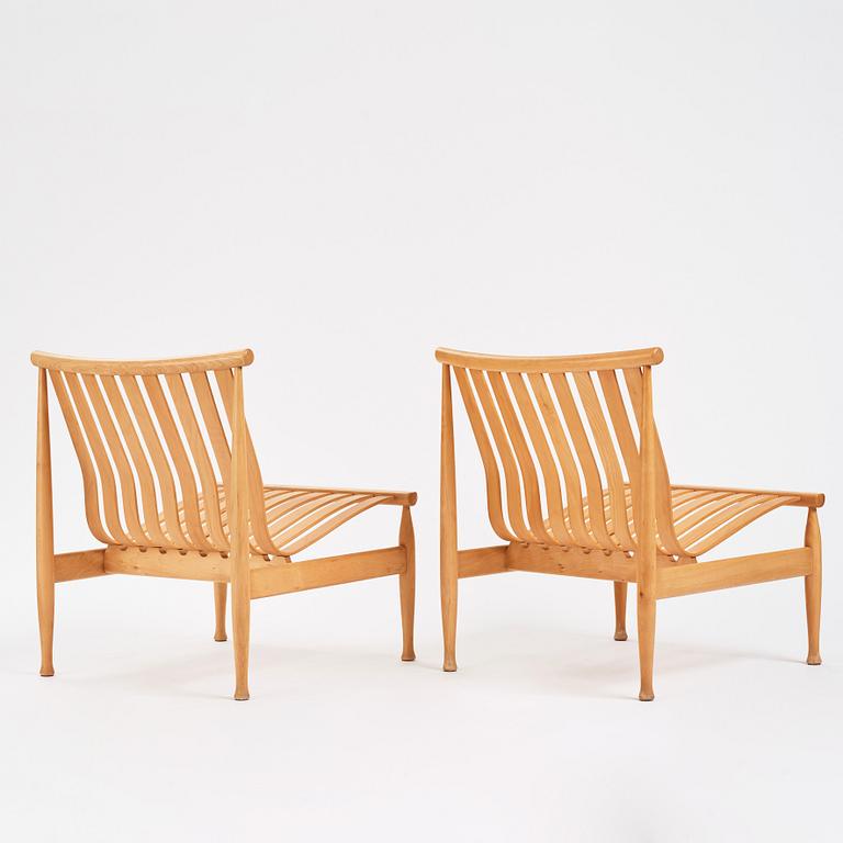 Hans Brattrud, a pair of 'Arktis' beech easy chairs, Hove Møbler, Norway, post 1961.