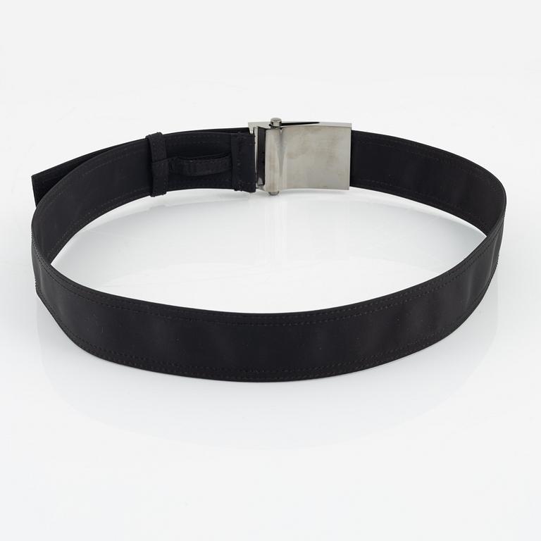 Prada, A black nylon belt.