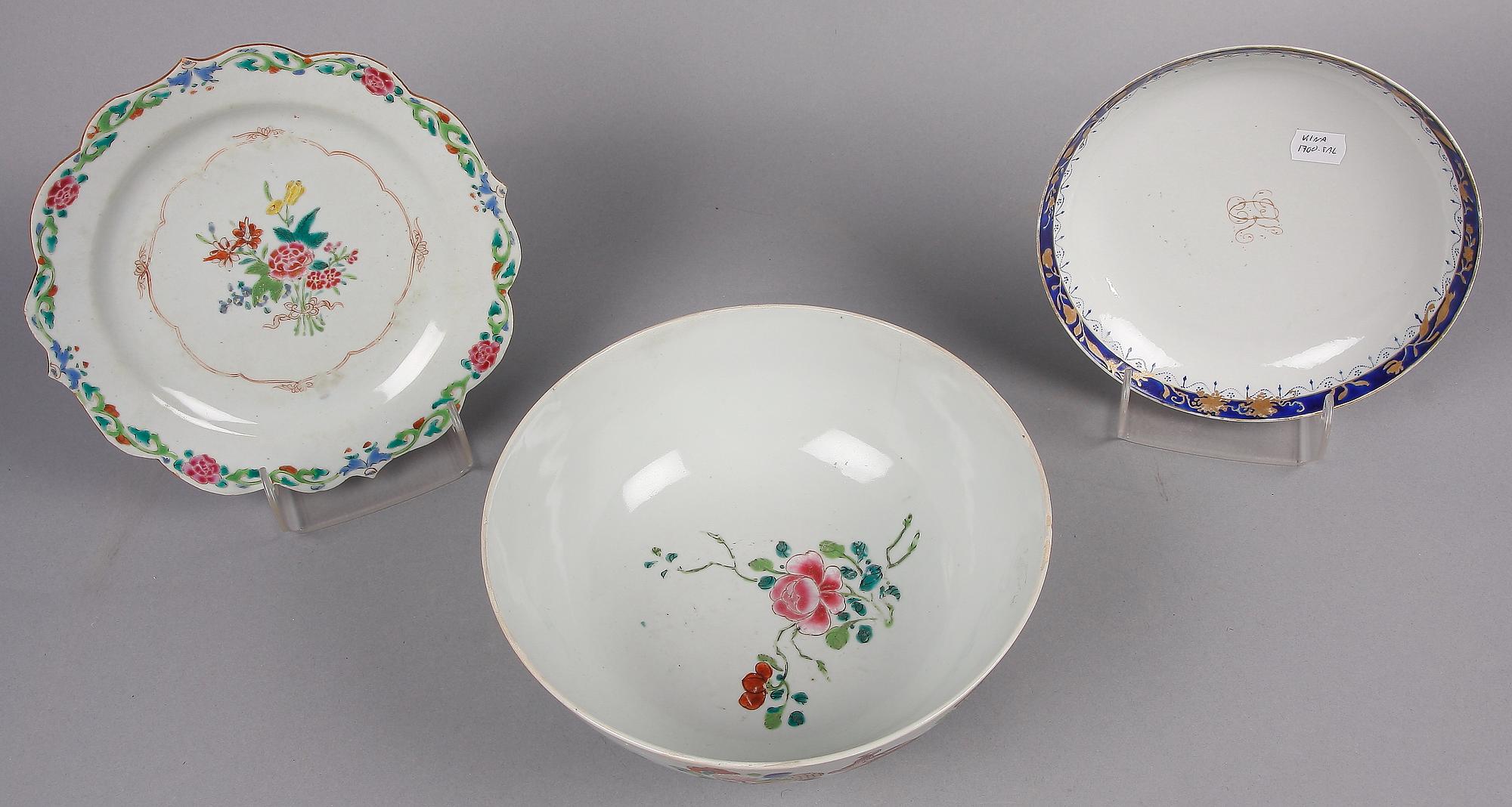 PARTI PORSLIN, 5 delar, Kina. 1700/1800-tal.