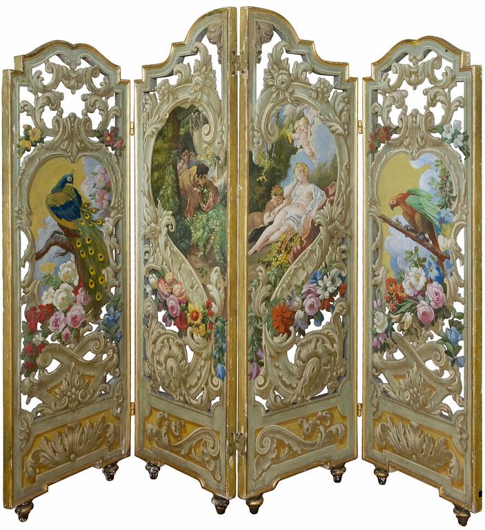 A ROCOCO STYLE FOLDING SCREEN,