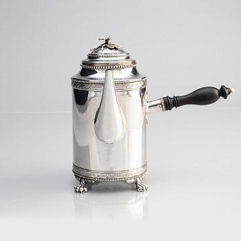 393. A Swedish Gustavian 18th century silver coffee-pot, marks of Nils Tornberg, Linköping 1792.