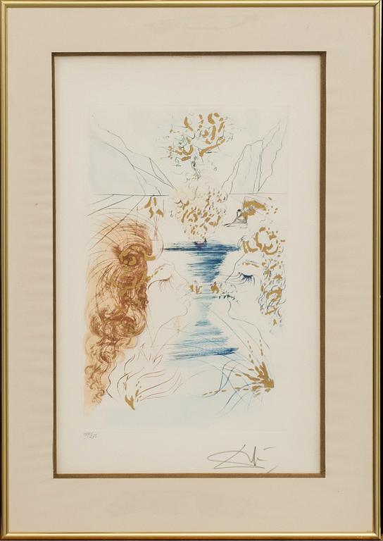 SALVADOR DALÍ, colour etching and golddust signed and numbered 151/250.