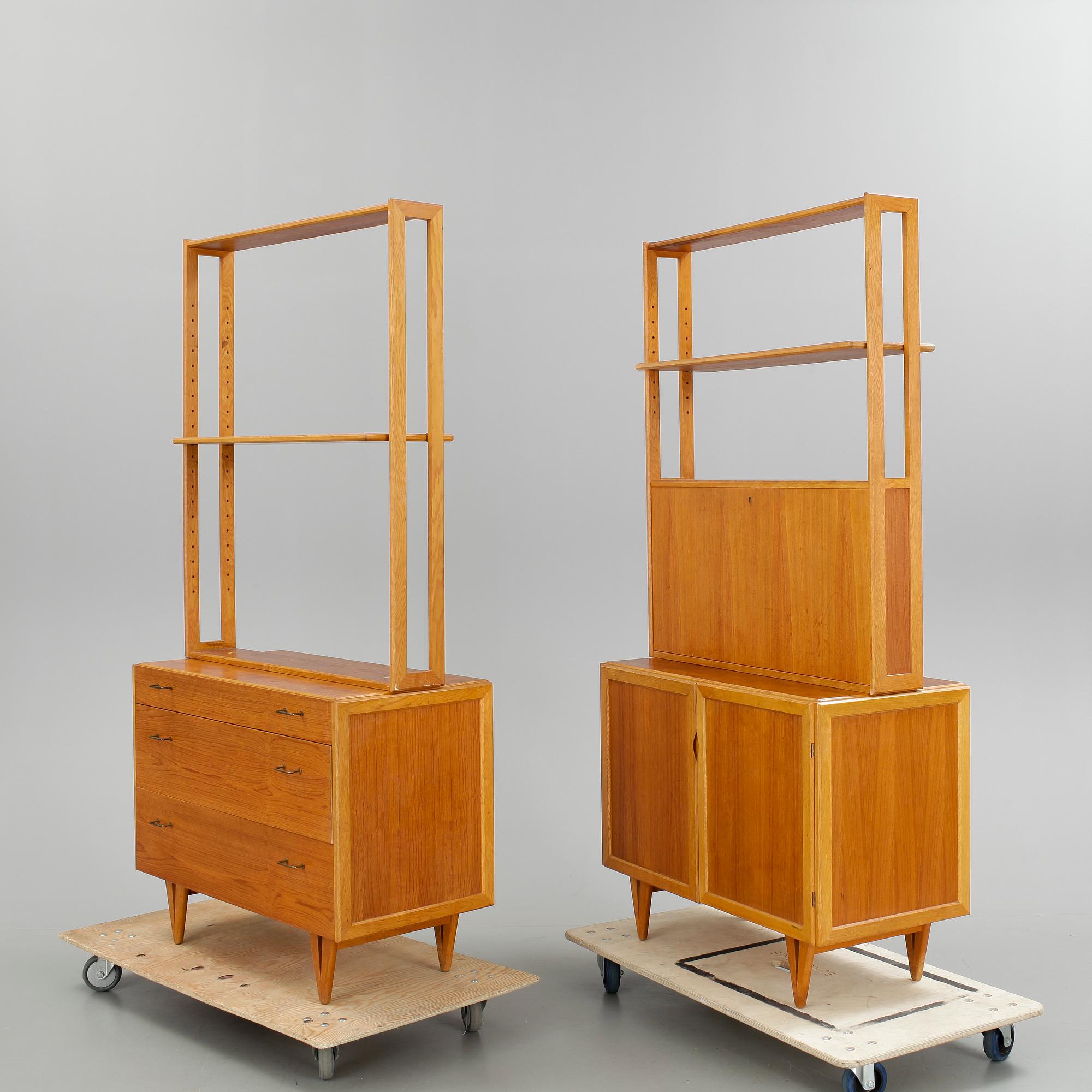 BOKHYLLOR, 2 st, teak, 1960-tal.