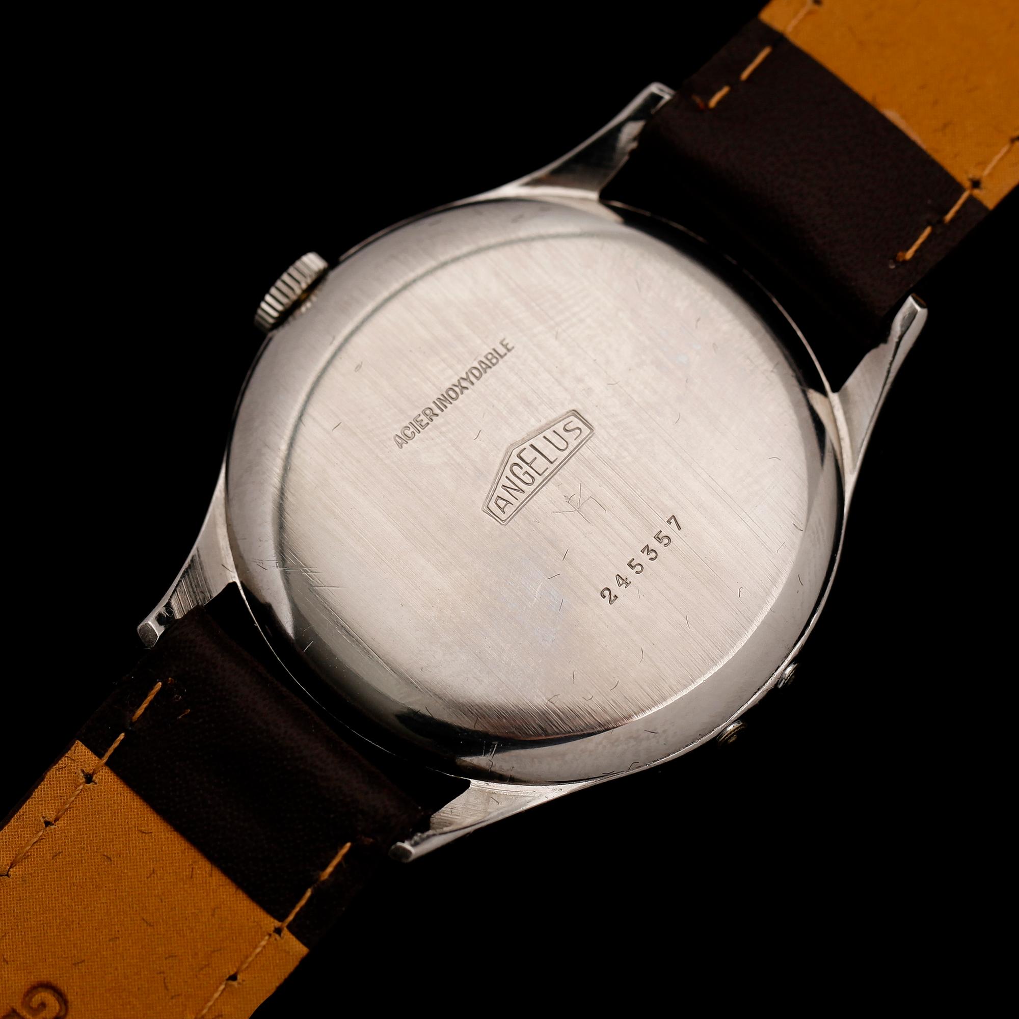 ARMBANDSUR, stål, Angelus Dato 12, 1900-talets mitt.