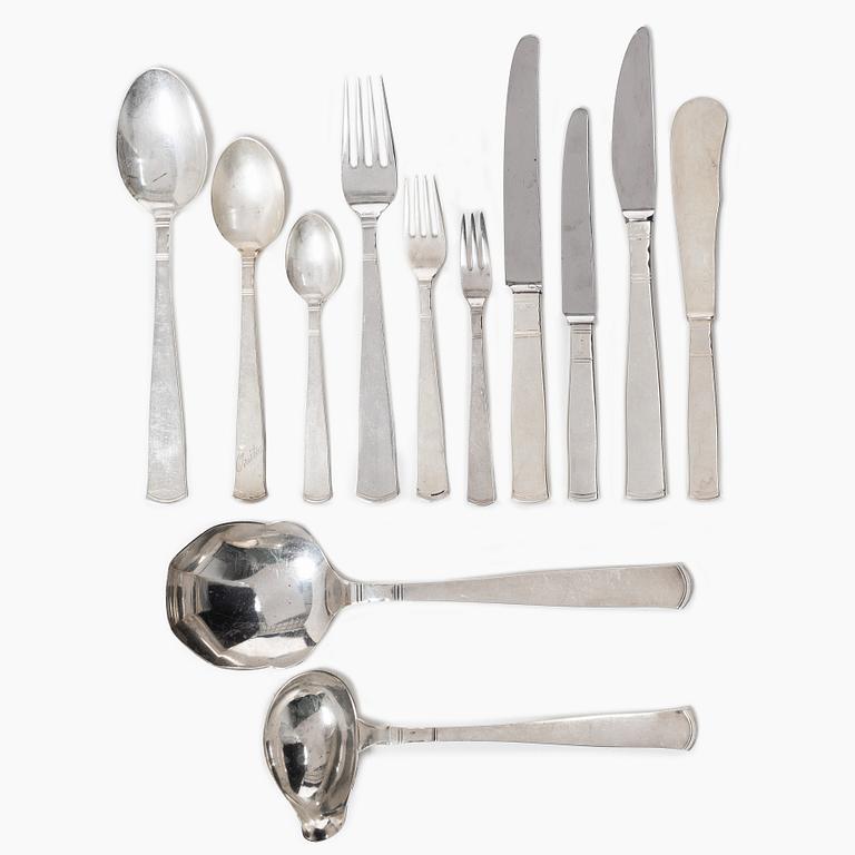 Jacob Ängman, A Swedish silver cutlery set, "Rosenholm", GAB, Stockholm and Eskilstuna 1958-1993 (60 pieces).