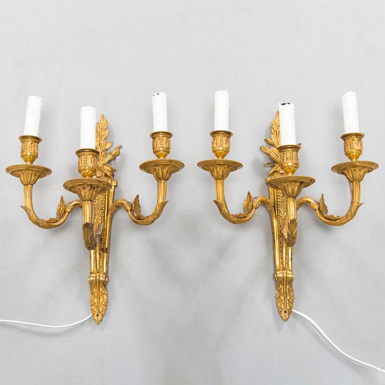 Väggappliquer, ett par, Louis XVI-stil, 1800-talets slut.