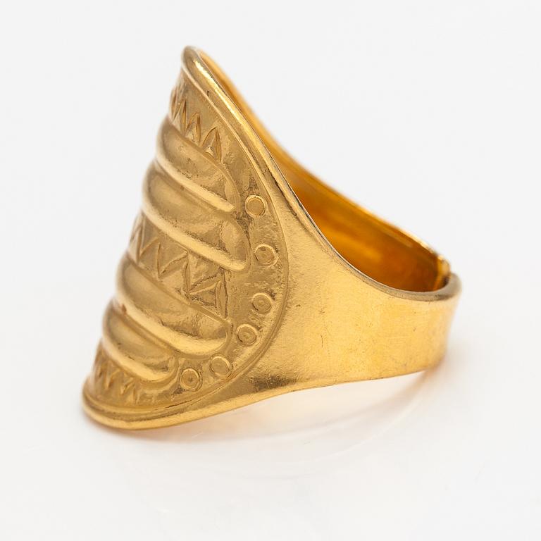 A gold plated bronze ring "Perniö-ring", model 111. Kalevala Koru, Helsinki.