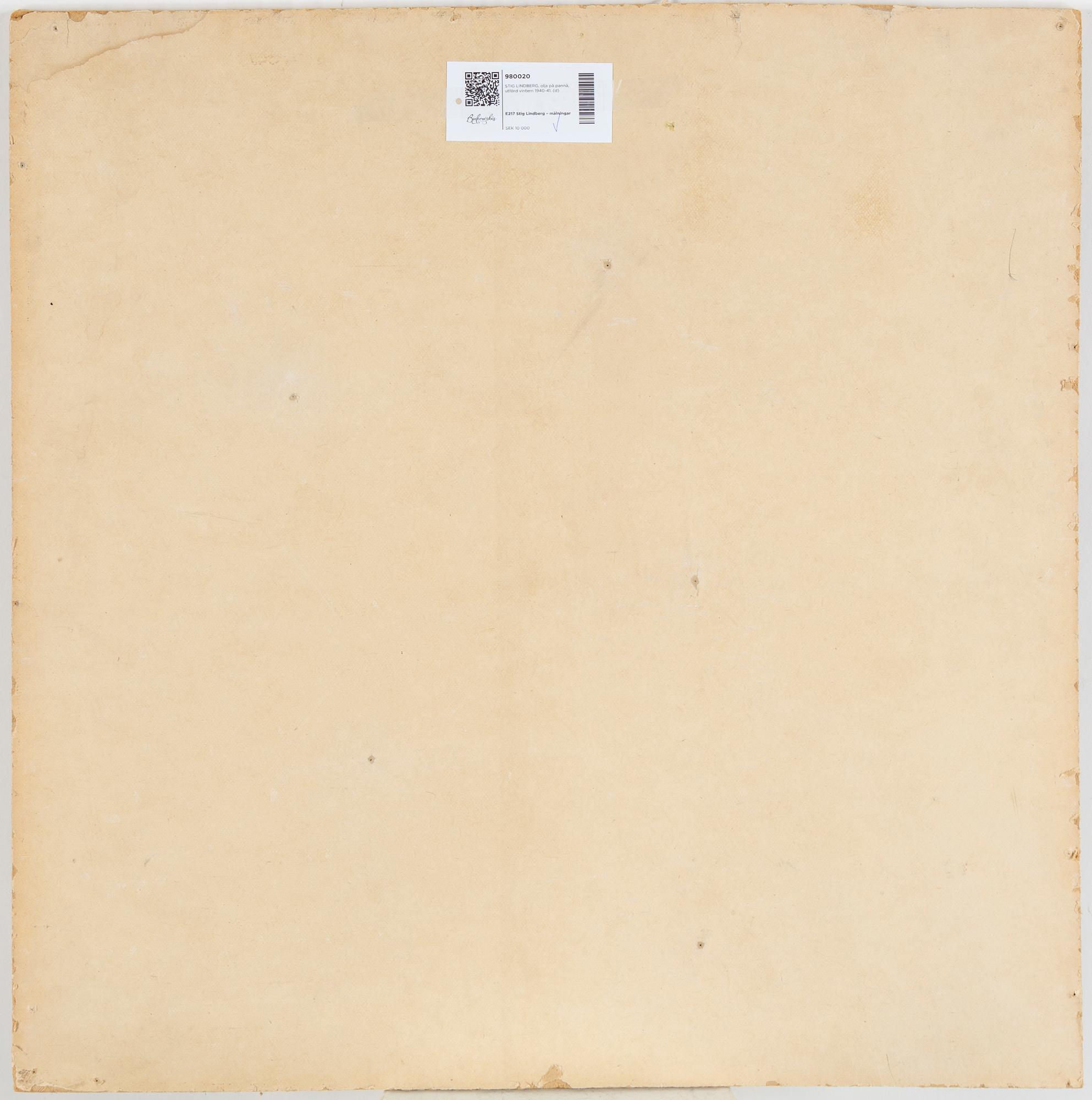 STIG LINDBERG, oil on panel, painted during the winter of 1940-41.