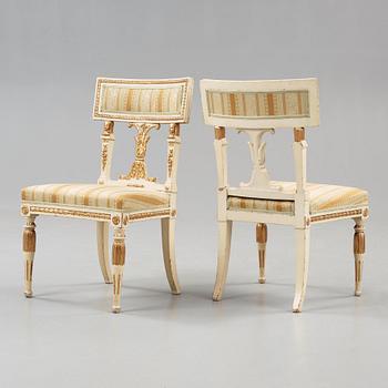 Six late Gustavian early 19th century chairs.