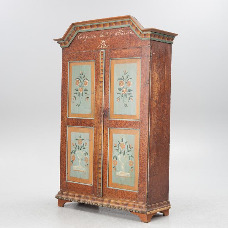 Skåp, allmoge, Värmland, daterat 1851.