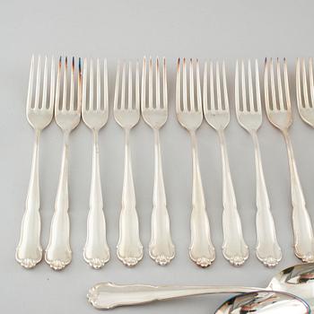 72 silver cutlery by C.G Hallberg, Stockholm, 20th century.