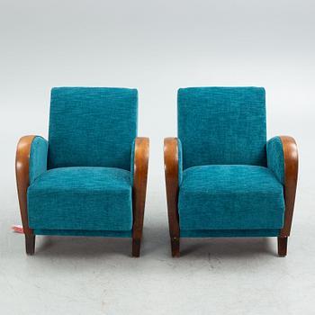 Armchairs, a pair, 1930s/40s.