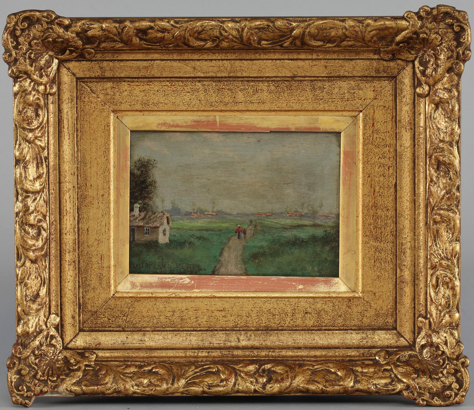OKÄND KONSTNÄR, 2 st, oljor på pannå, sign, 1900-talets början.