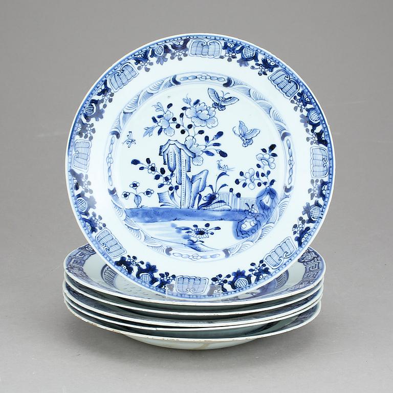 TALLRIKAR, 6 st, porslin, Qingdynastin, Qianlong (1736-95).