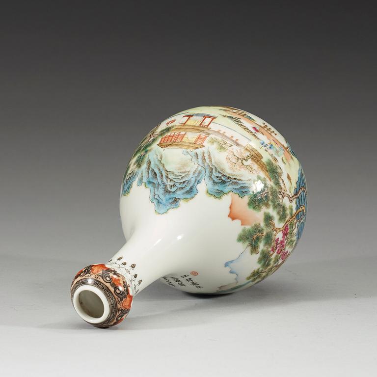 A famille rose vase, presumably Republic, 20th Century, with Qianlong four character mark.