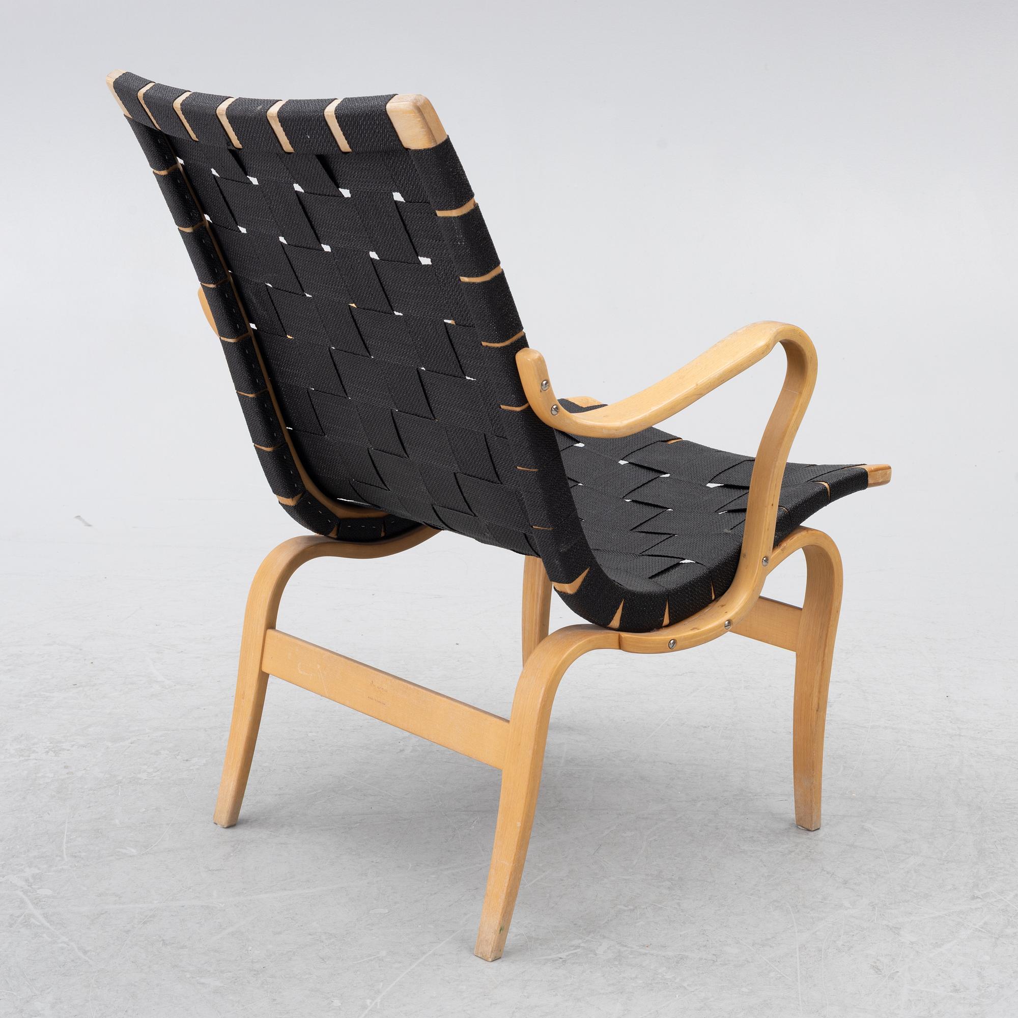 Bruno Mathsson, an armchair, "Eva", Firma Karl Mathsson, Värnamo, 1973.