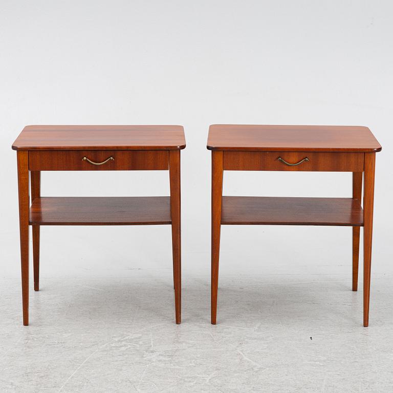 Bedside tables, a pair, Björkås Möbelfabrik, Nässjö, 1950s/60s.