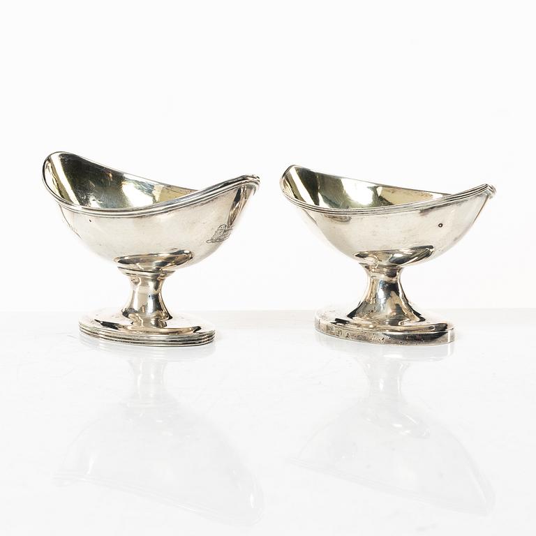 Salt cellars, a pair of similar, silver, London and Edinburgh, circa 1800.
