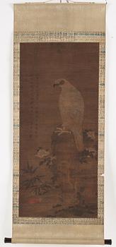 Rullmålning, färg och tusch på siden lagt på papper, efter Song Huizong, Qingdynastin.