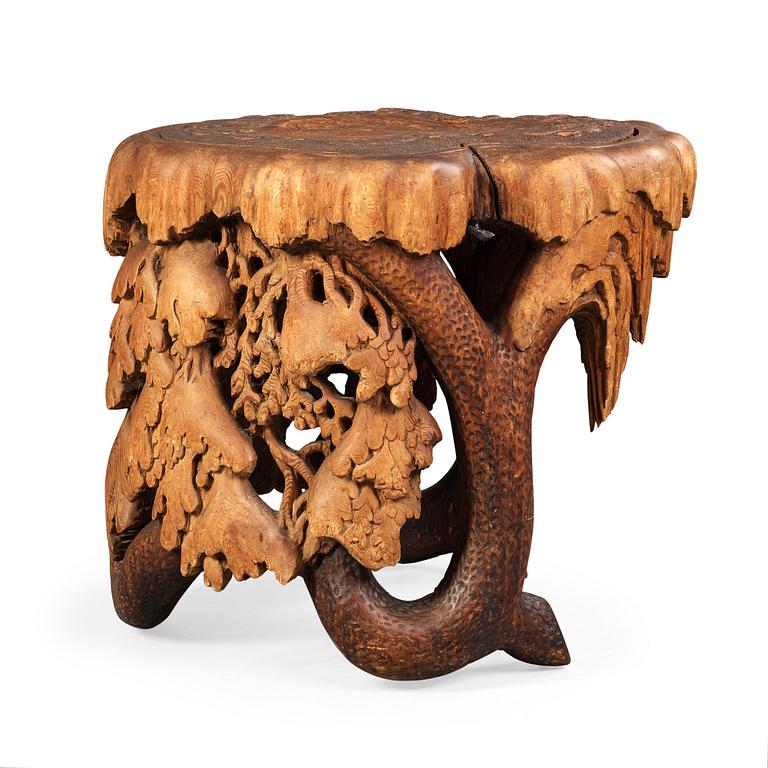 Knut Fjaestad, A Knut Fjaestad Art Nouveau sculptured pine table, Sweden ca 1900.