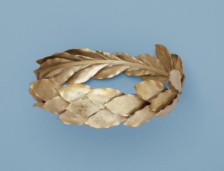 A Wiwen Nilsson silver gilt laurel wreath, Lund 1940's.