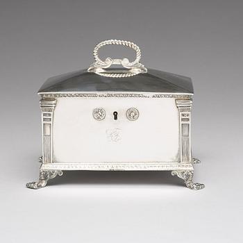 A Swedish 19th century silver sugar-casket, mark of Gustaf Mollenborg, Stockholm 1827.