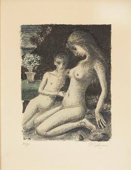 Paul Delvaux, öithograph in colours, signed 25/75.