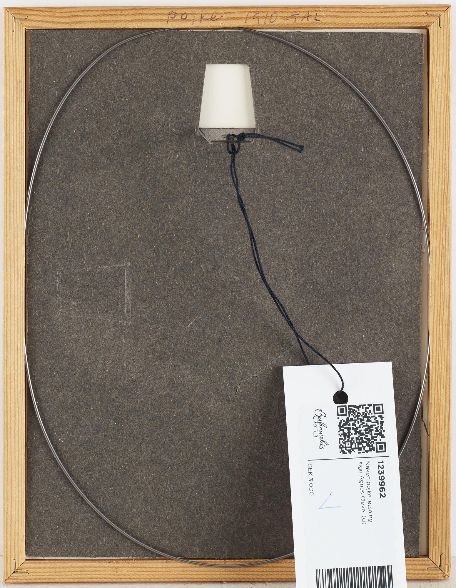 Agnes Cleve, etching, signed.